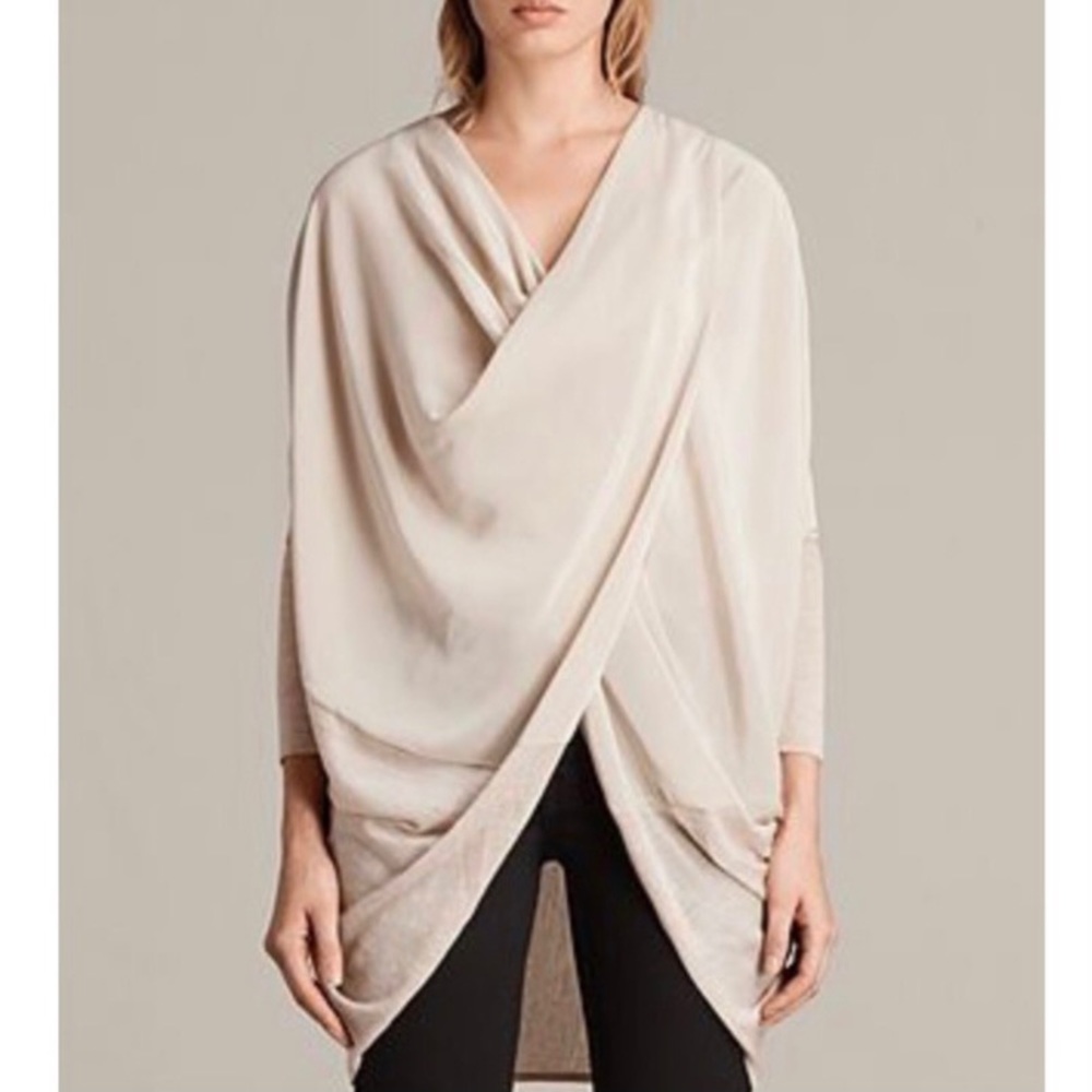All Saints Itat Wrap Cardigan Silk Merino Wool